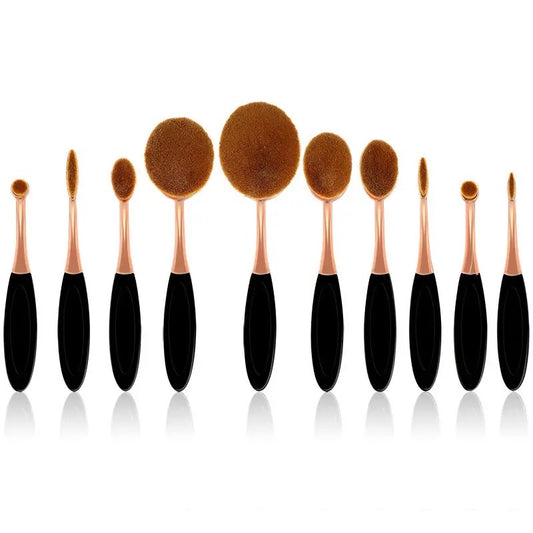 Rose Gold Elegant Oval Makeup Brushes 10pc