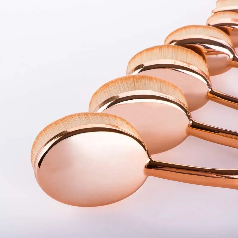 Rose Gold Elegant Oval Makeup Brushes 10pc