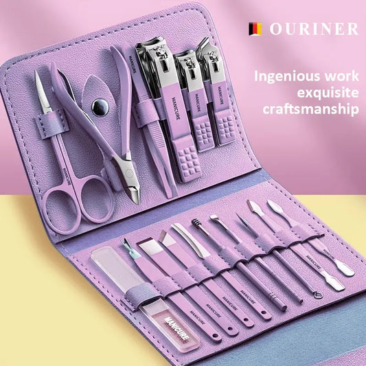 Professional Manicure set of 16pcs With Leather Case