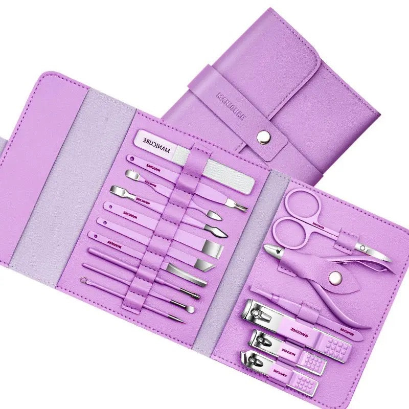 Professional Manicure set of 16pcs With Leather Case